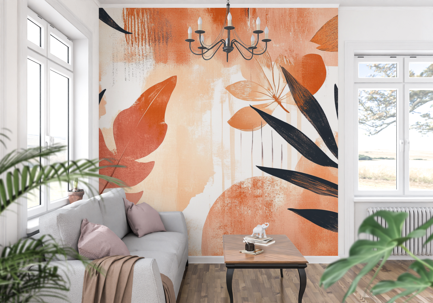 Terracotta and Powder Pink Wallpaper | Murals Wallpaper