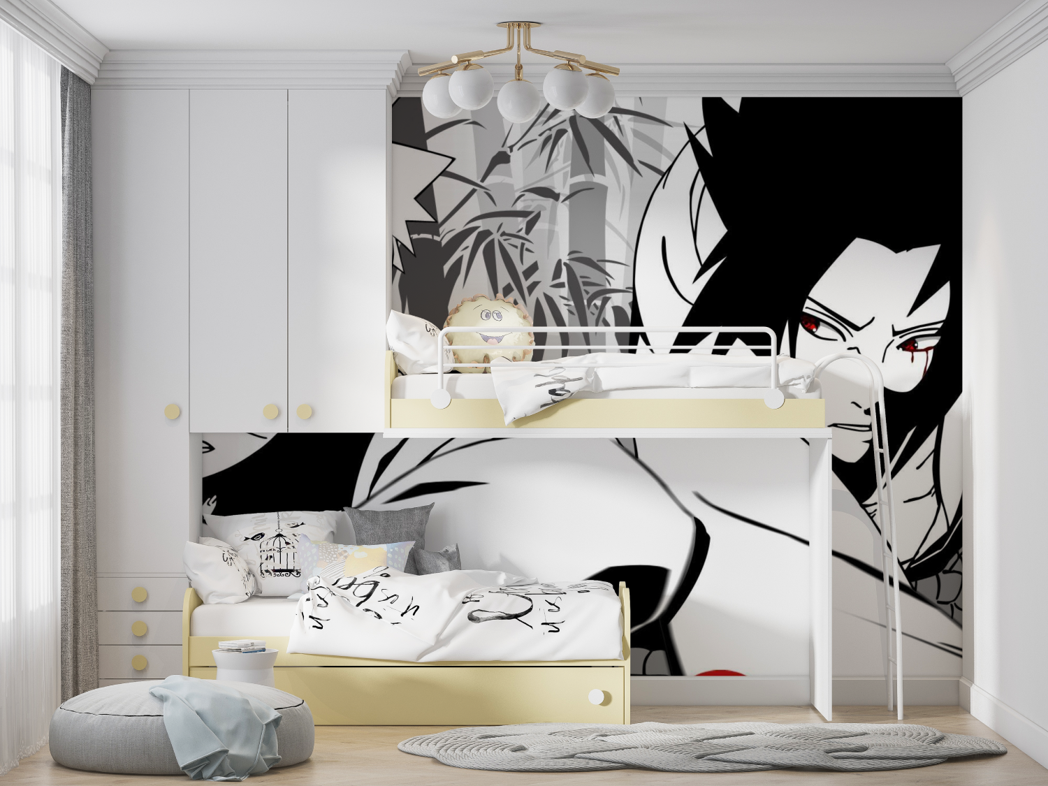 Naruto Combat Black and White Wallpaper | Murals Wallpaper