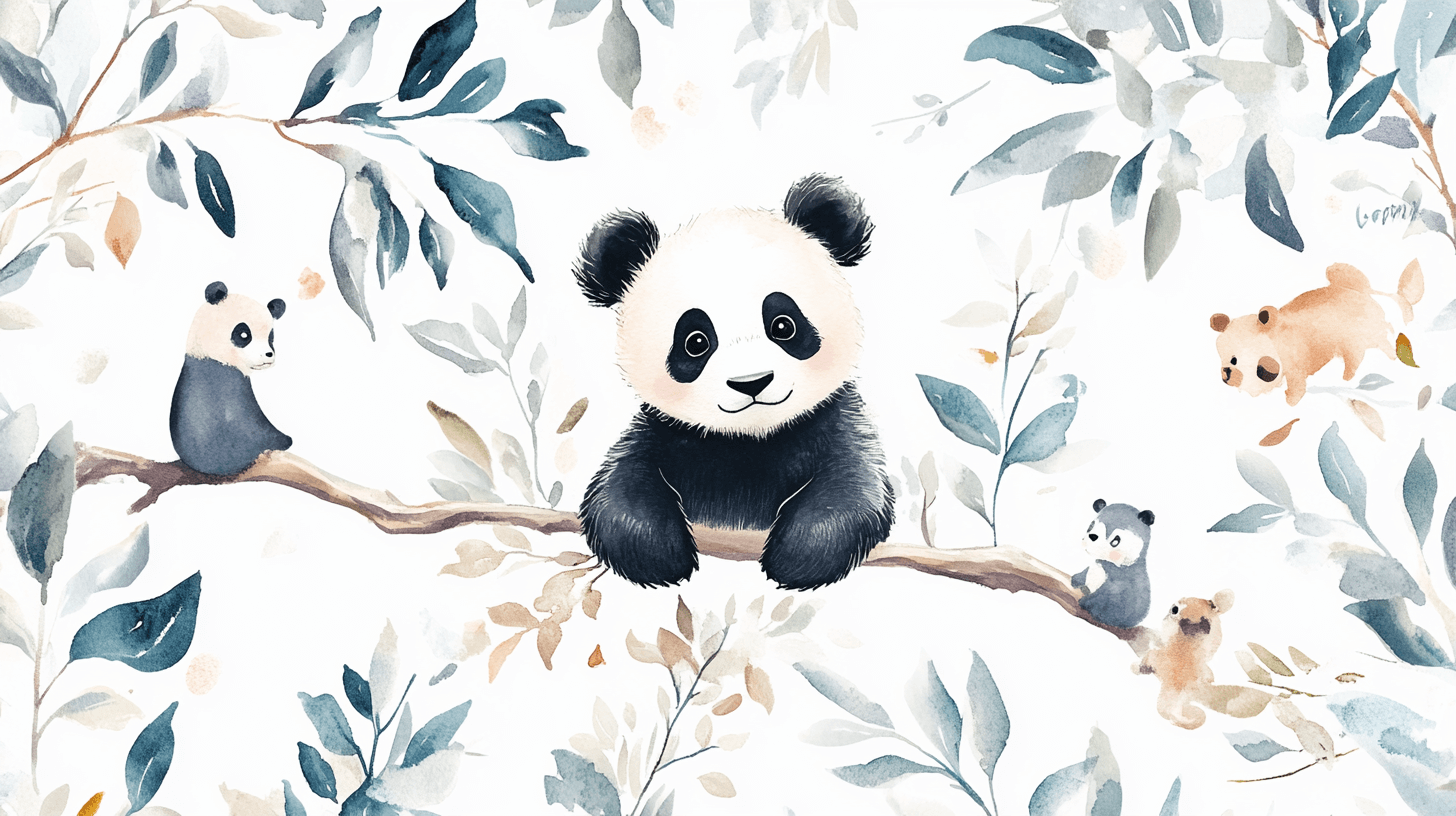 Panda and Cute Animals Wallpaper | Murals Wallpaper