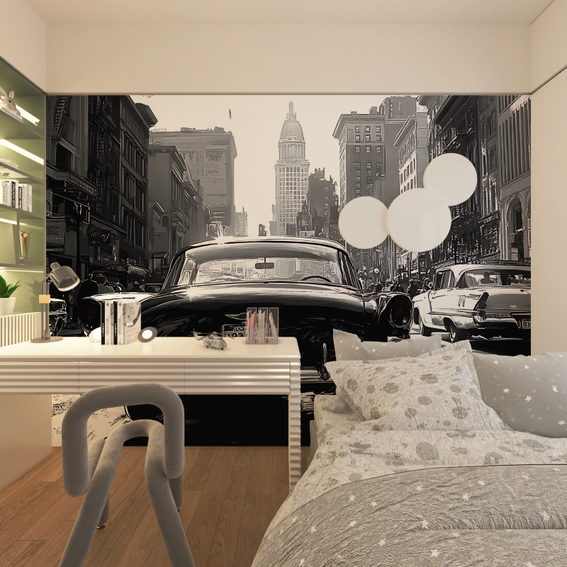 Vintage Car Black and White Wallpaper | Murals Wallpaper