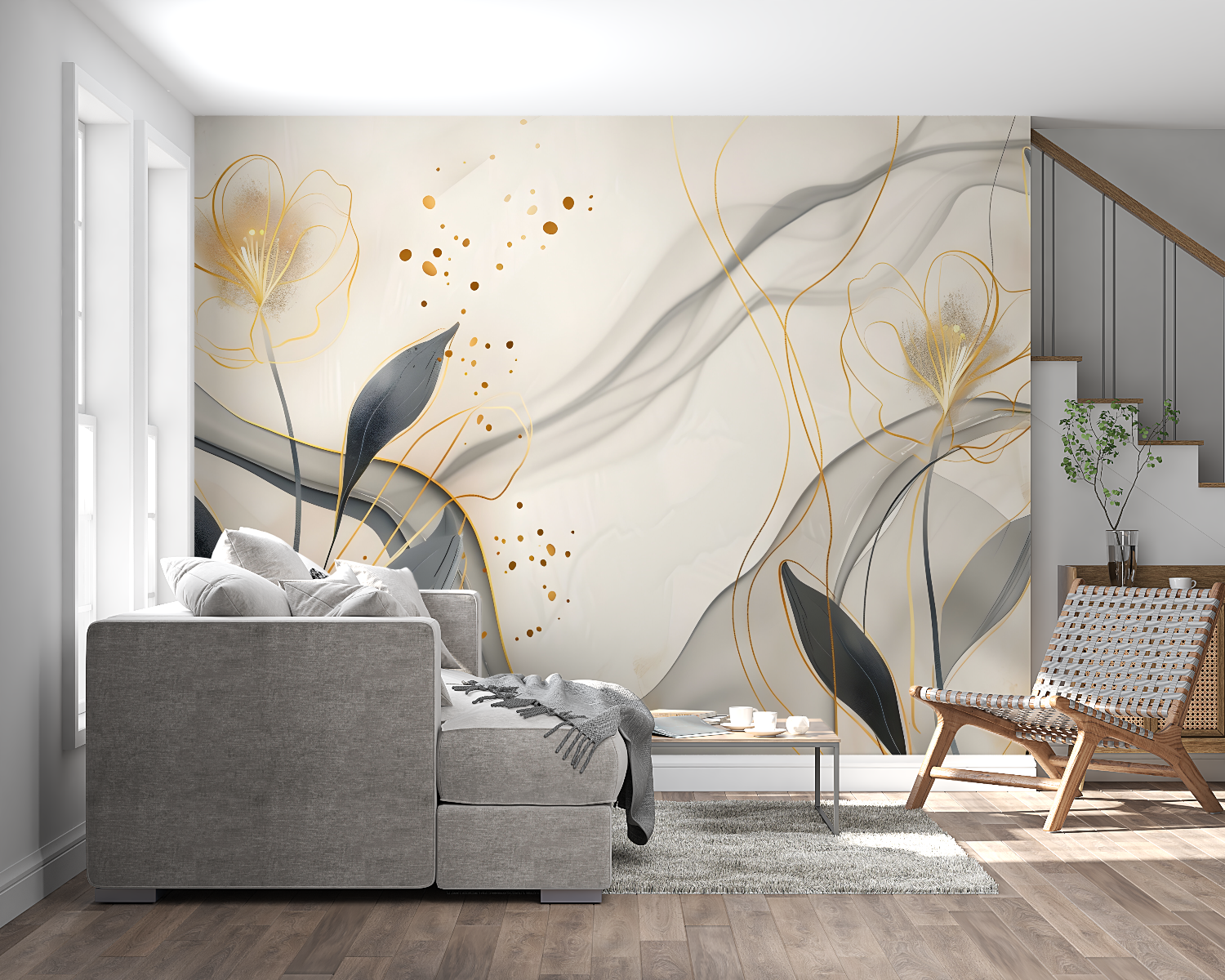 Papier Peint Feuille Or - Zimmer für Erwachsene