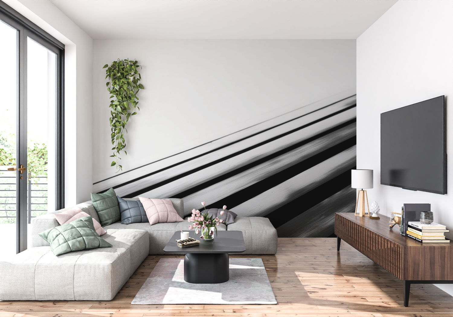 Schwarze Grafiktapete | Wandbildtapete