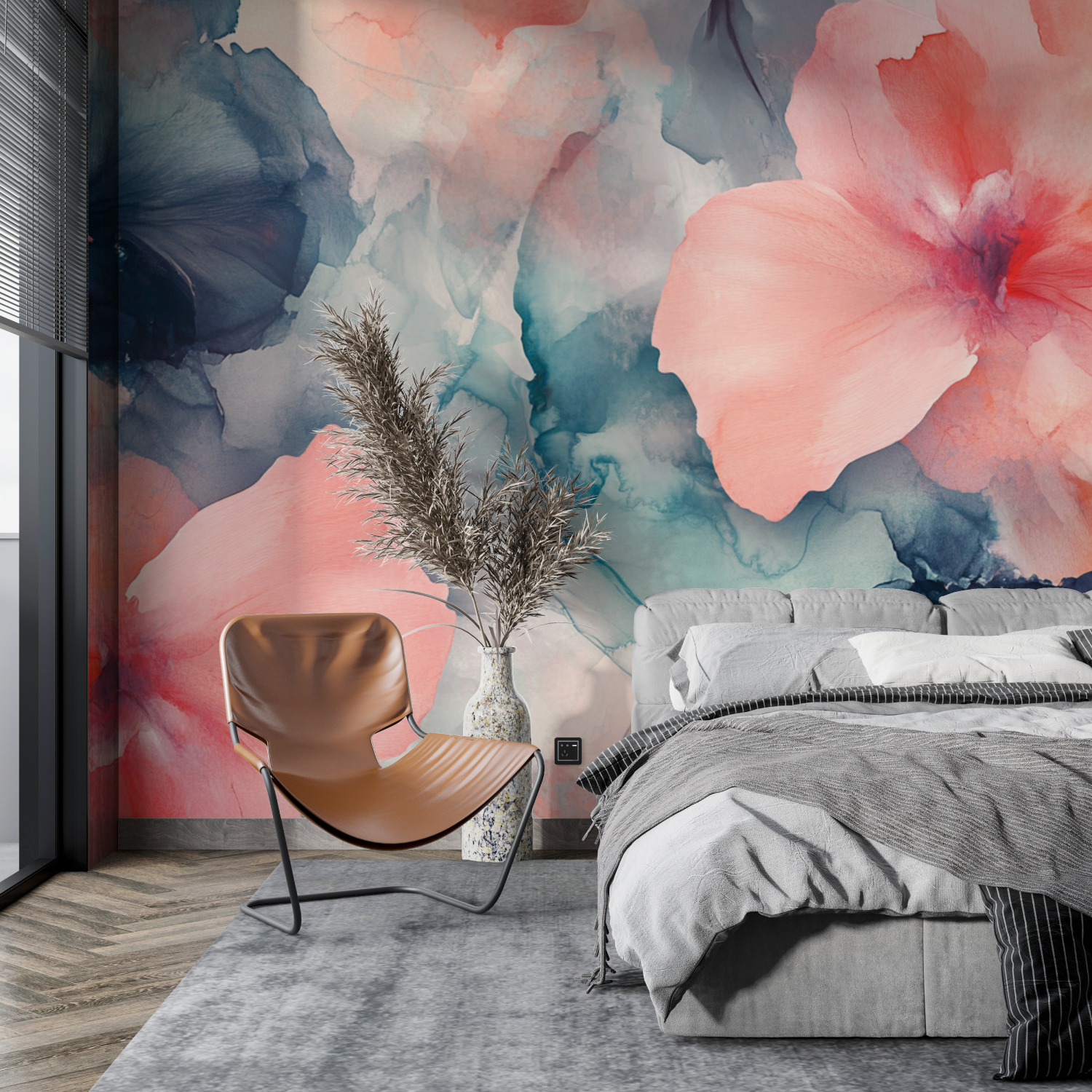 Watercolor Abstract Fluid Floral Petals Wallpaper | Murals Wallpaper
