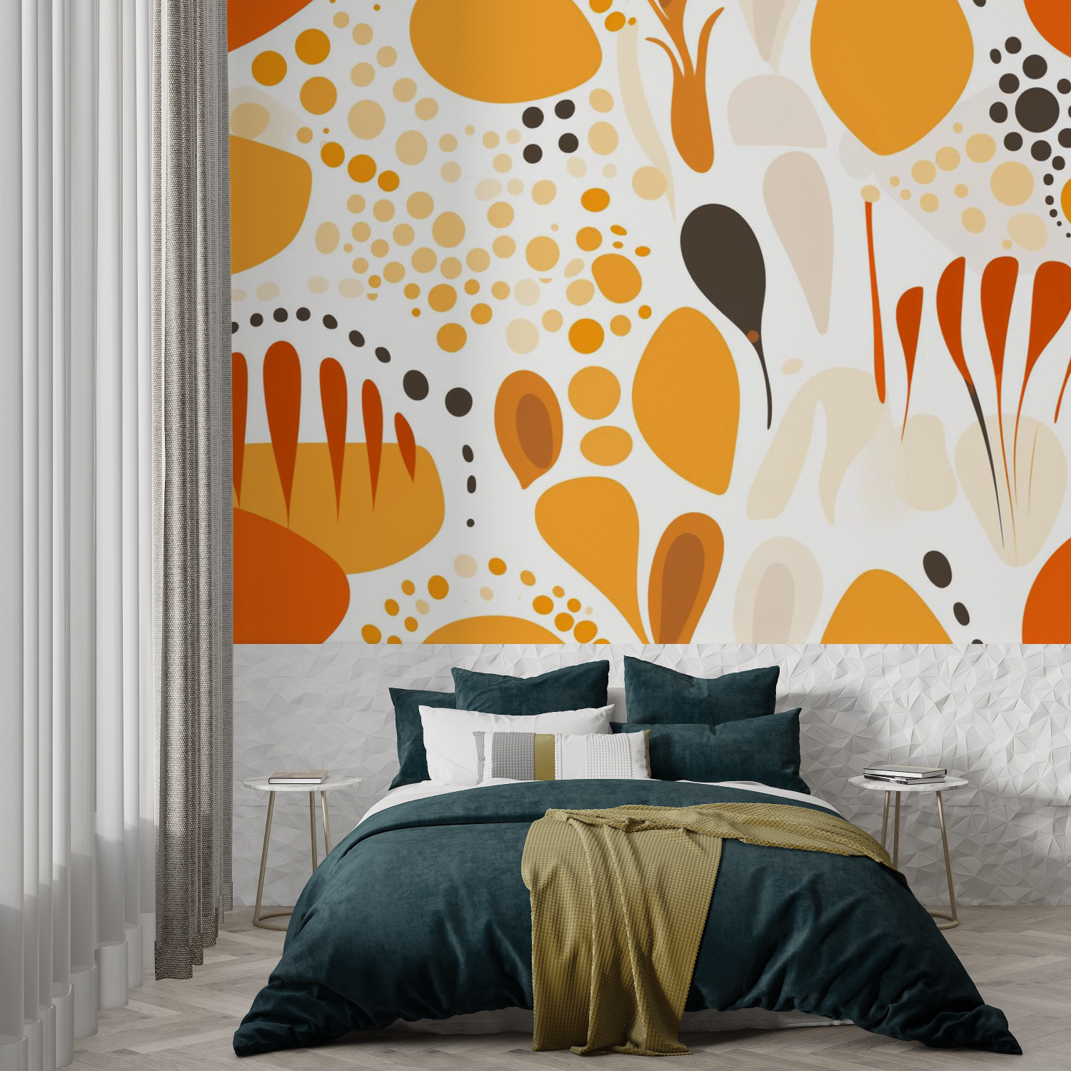 Papier Peint Orange Année 80 - Tapisserie