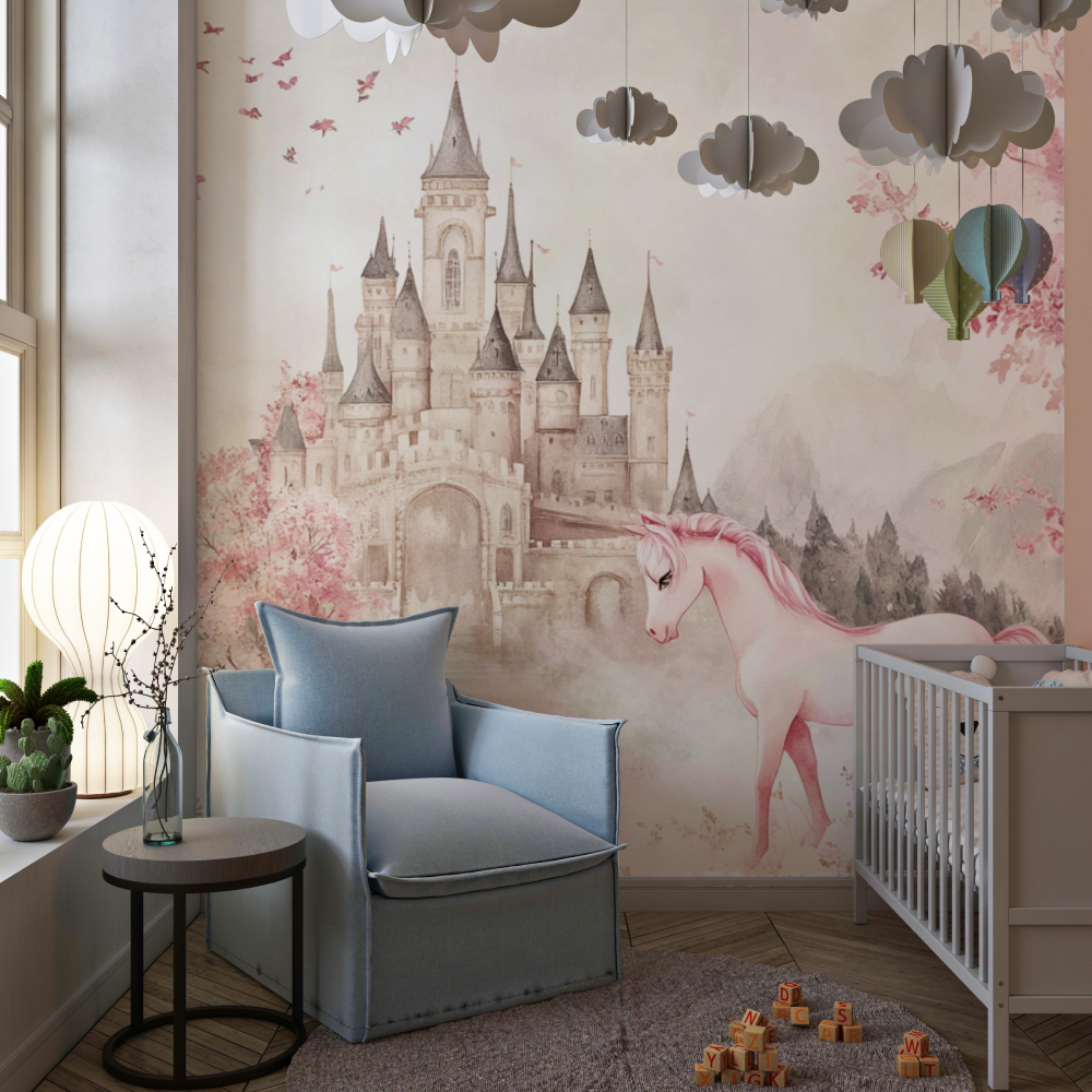 Princess Castle and Unicorn Wallpaper | Murals Wallpaper