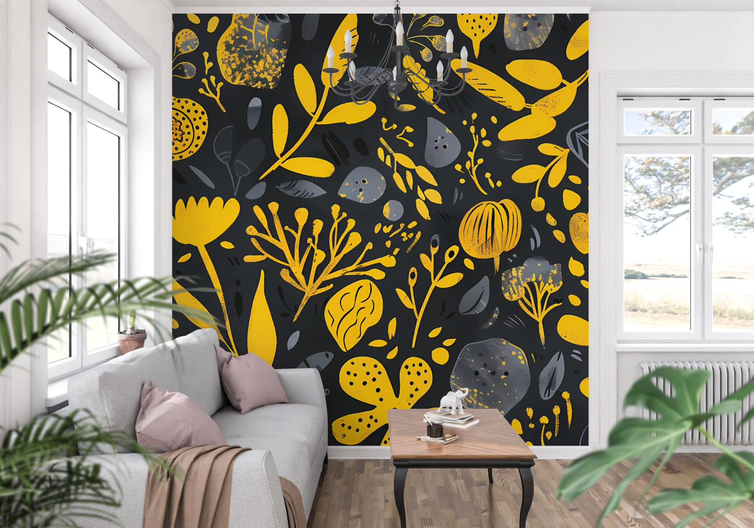 Yellow and Black Wallpaper | Murals Wallpaper