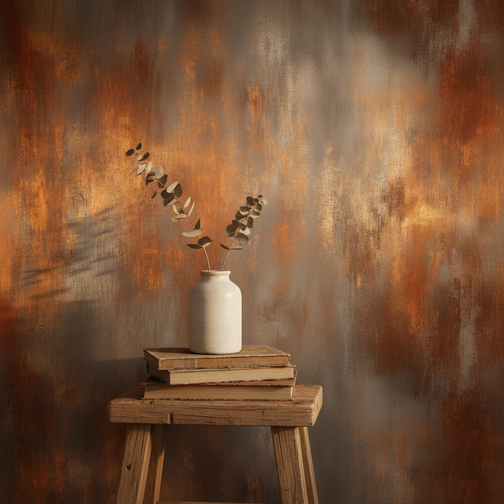 Rustic Copper Metallic Texture Mural Wallpaper