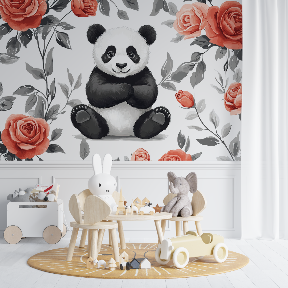 Floral Panda Wallpaper | Murals Wallpaper