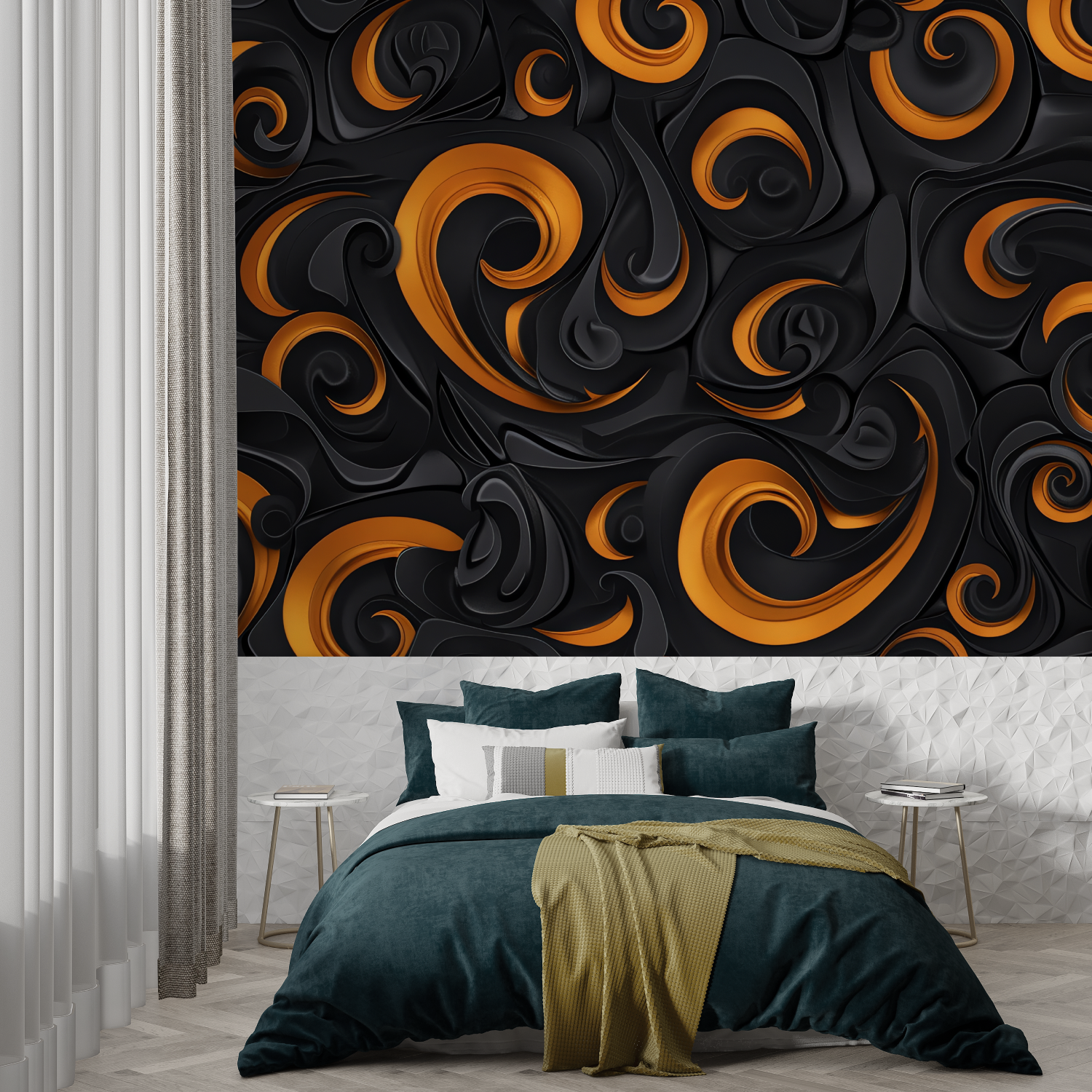 Abstract Orange and Black Wallpaper | Murals Wallpaper
