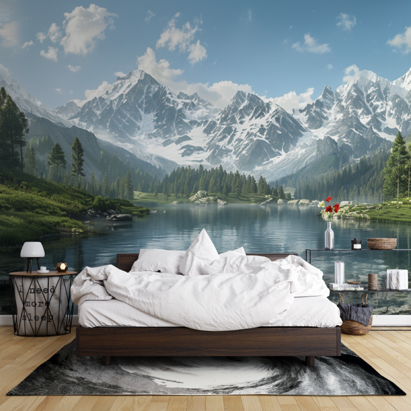 Mountain Lake Scenic Wallpaper in Haute Savoie | Murals Wallpaper