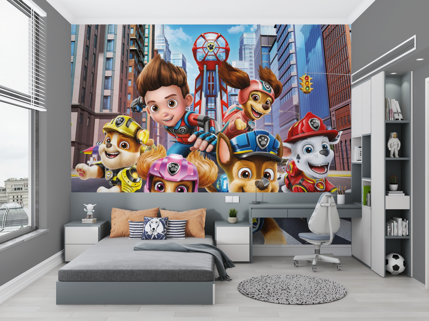 Tapete mit Patrouillenmotiv und Anime-Motiv für kleine Räume