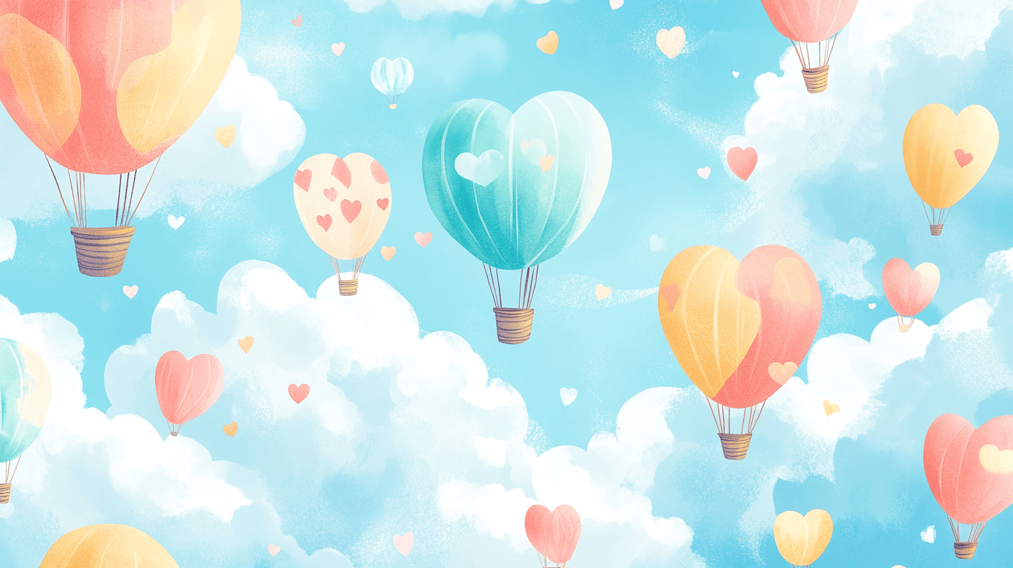 Hot Air Balloon and Little Hearts Wallpaper | Murals Wallpaper