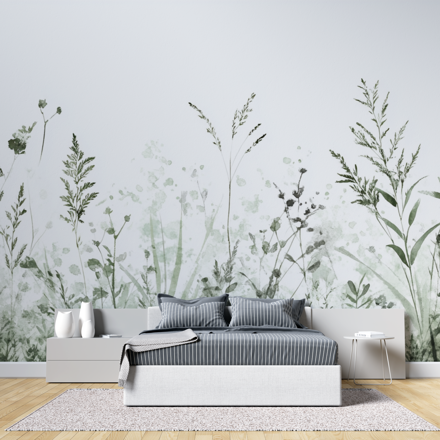 Watercolor Wild Plant Silhouettes Wallpaper | Murals Wallpaper