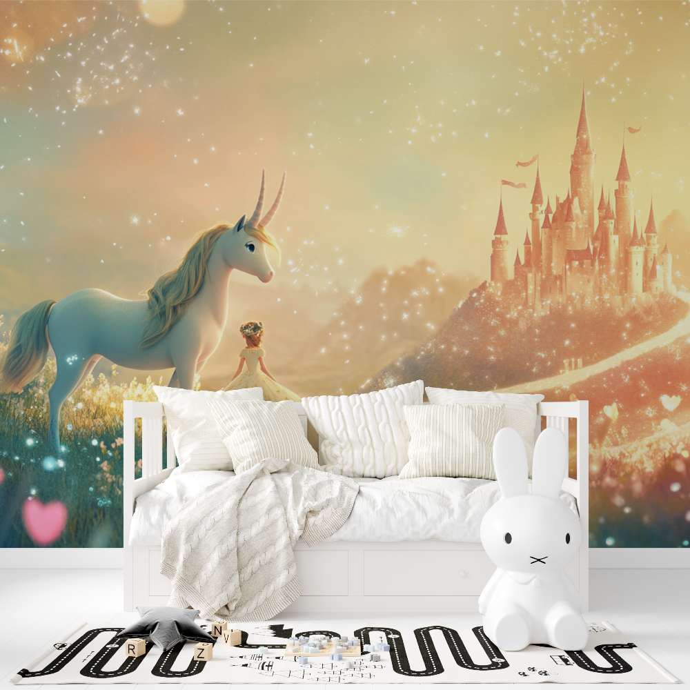 Princess and Unicorn Castle Wallpaper | Murals Wallpaper