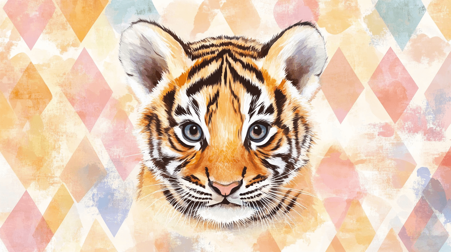 Tiger and Geometric Pattern Wallpaper | Murals Wallpaper