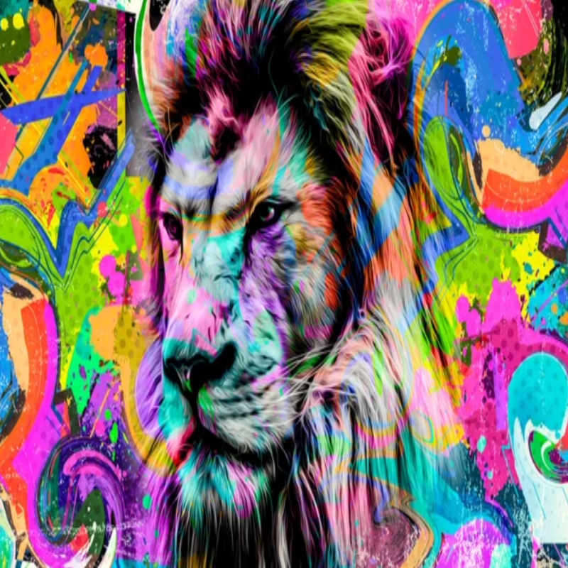 Graffiti Wallpaper Colorful Lion | Murals Wallpaper
