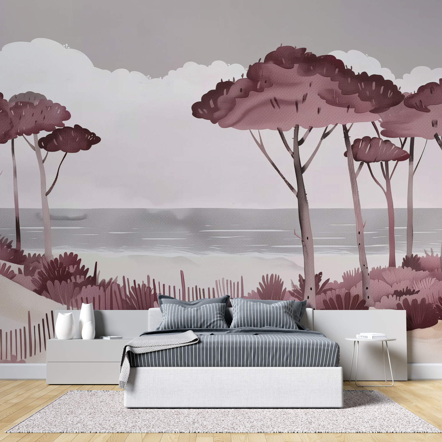 Beautiful Red Wine Landscape Mural Wallpaper