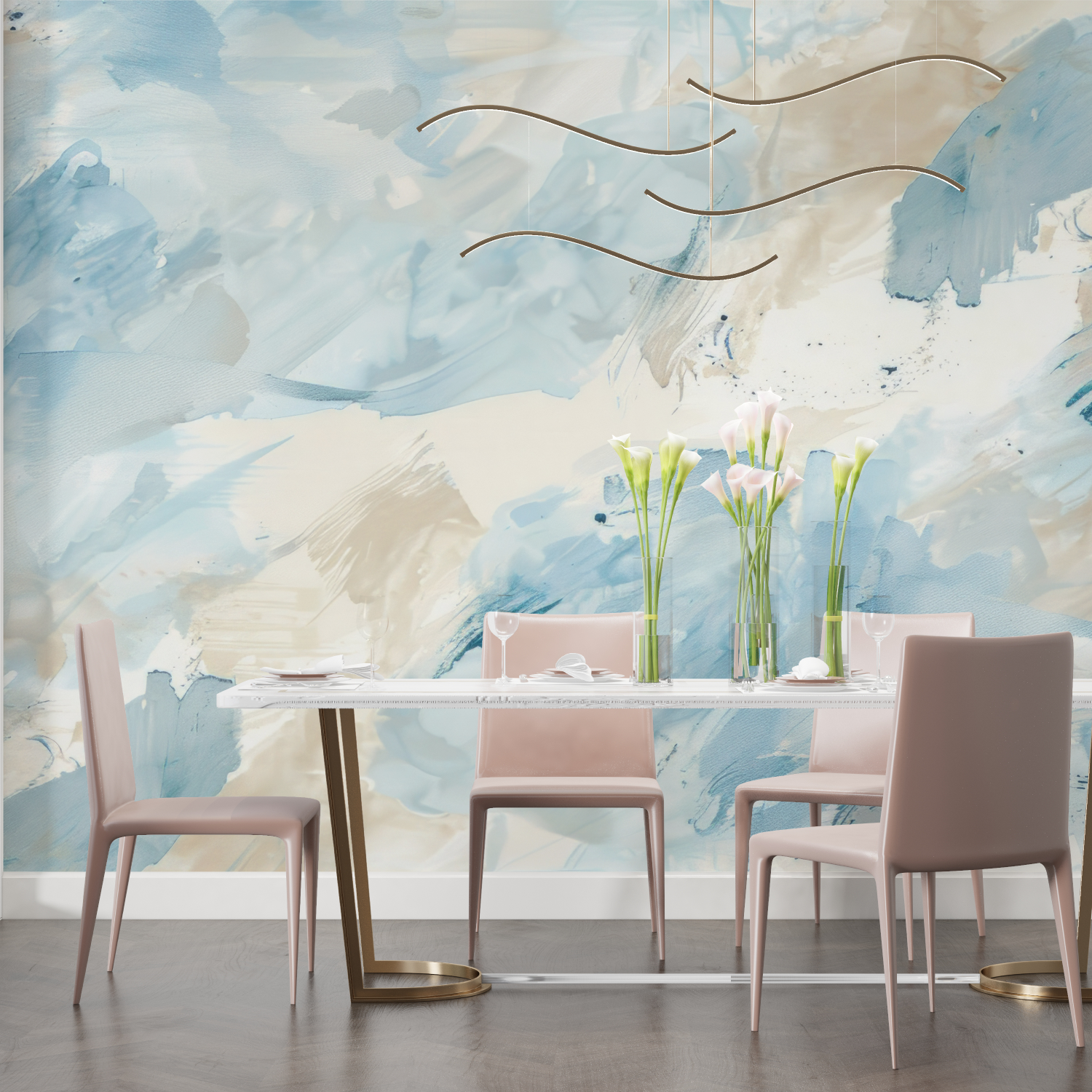 Blue and Beige Wallpaper | Murals Wallpaper