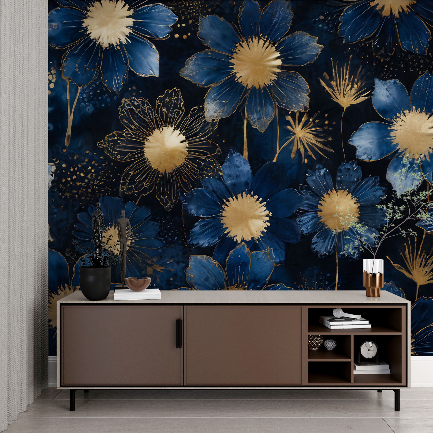 Art Deco Gold and Petrol Blue Wallpaper | Murals Wallpaper