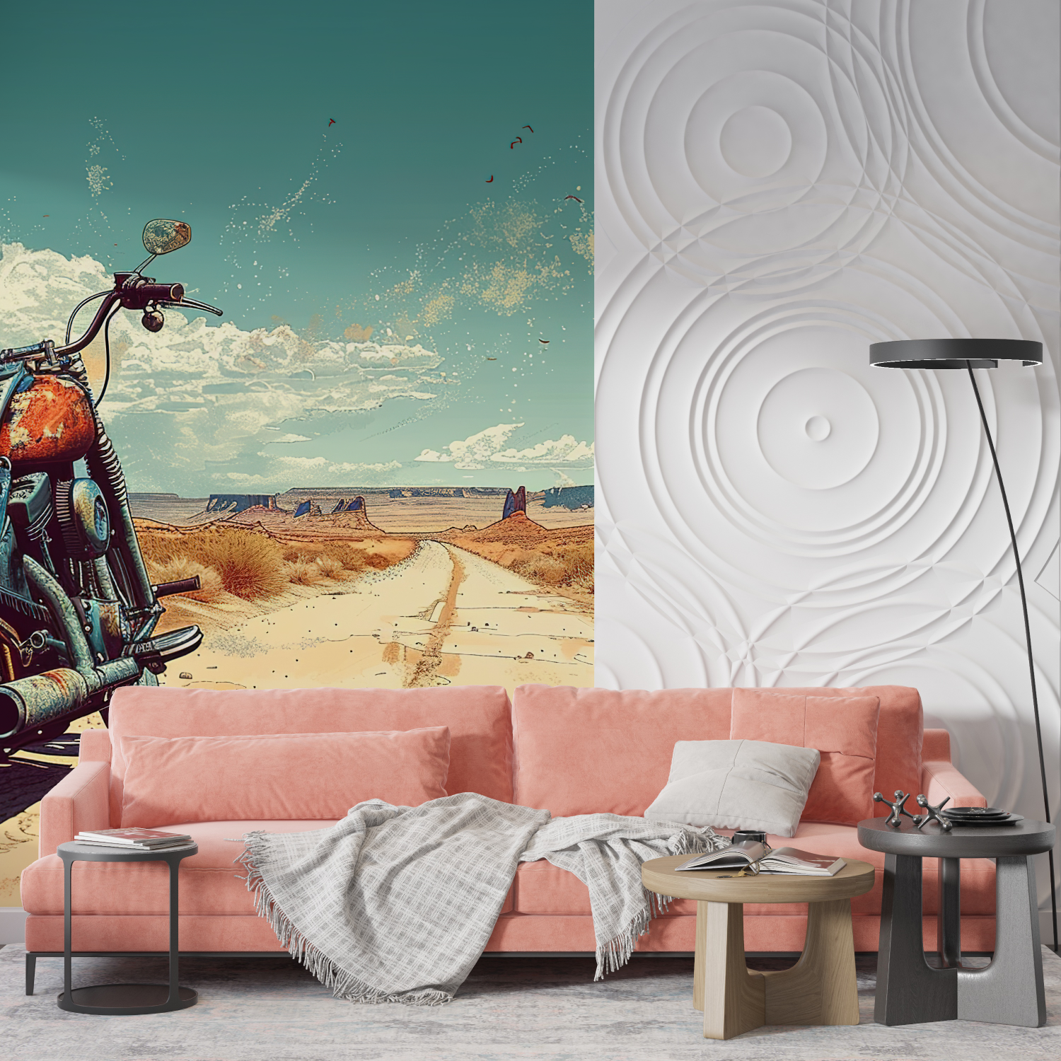 Vintage Route 66 Motorcycle Wallpaper | Murals Wallpaper