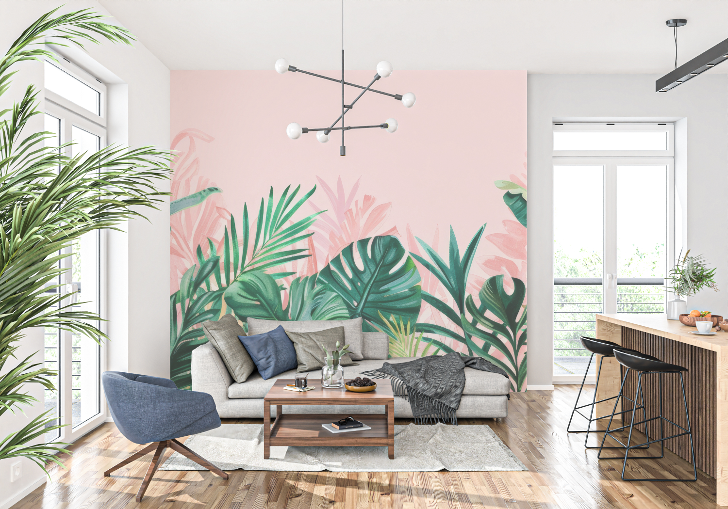 Pink and Green Wallpaper | Murals Wallpaper