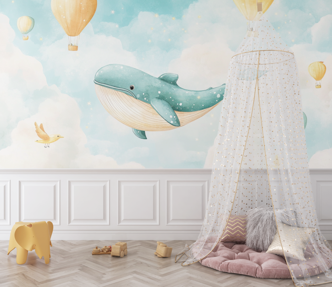 Classic Baby Wallpaper Sky and Whale | Murals Wallpaper
