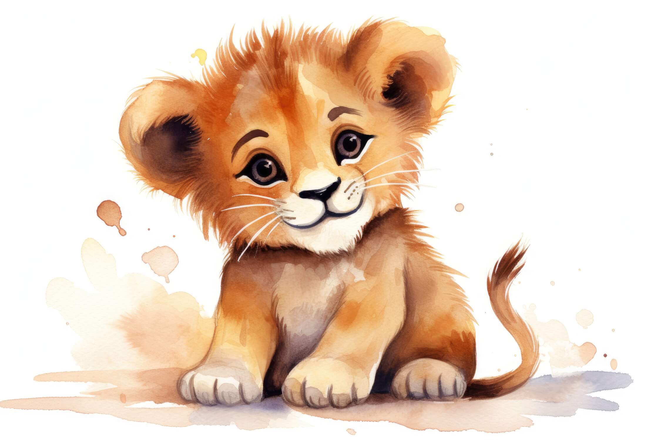 Watercolor Baby Lion Wallpaper | Murals Wallpaper