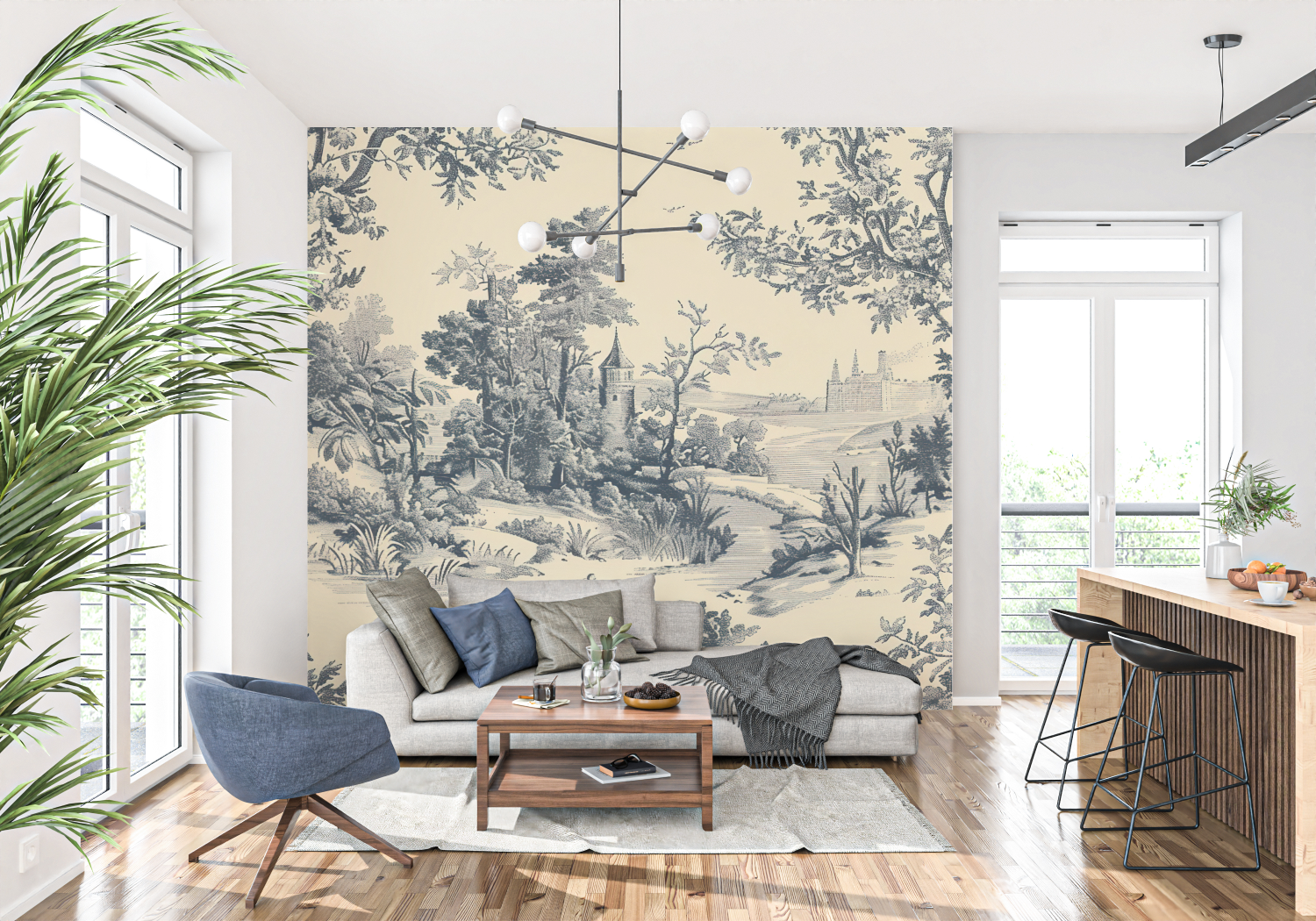 Toile de Jouy Wallpaper Chateau | Murals Wallpaper