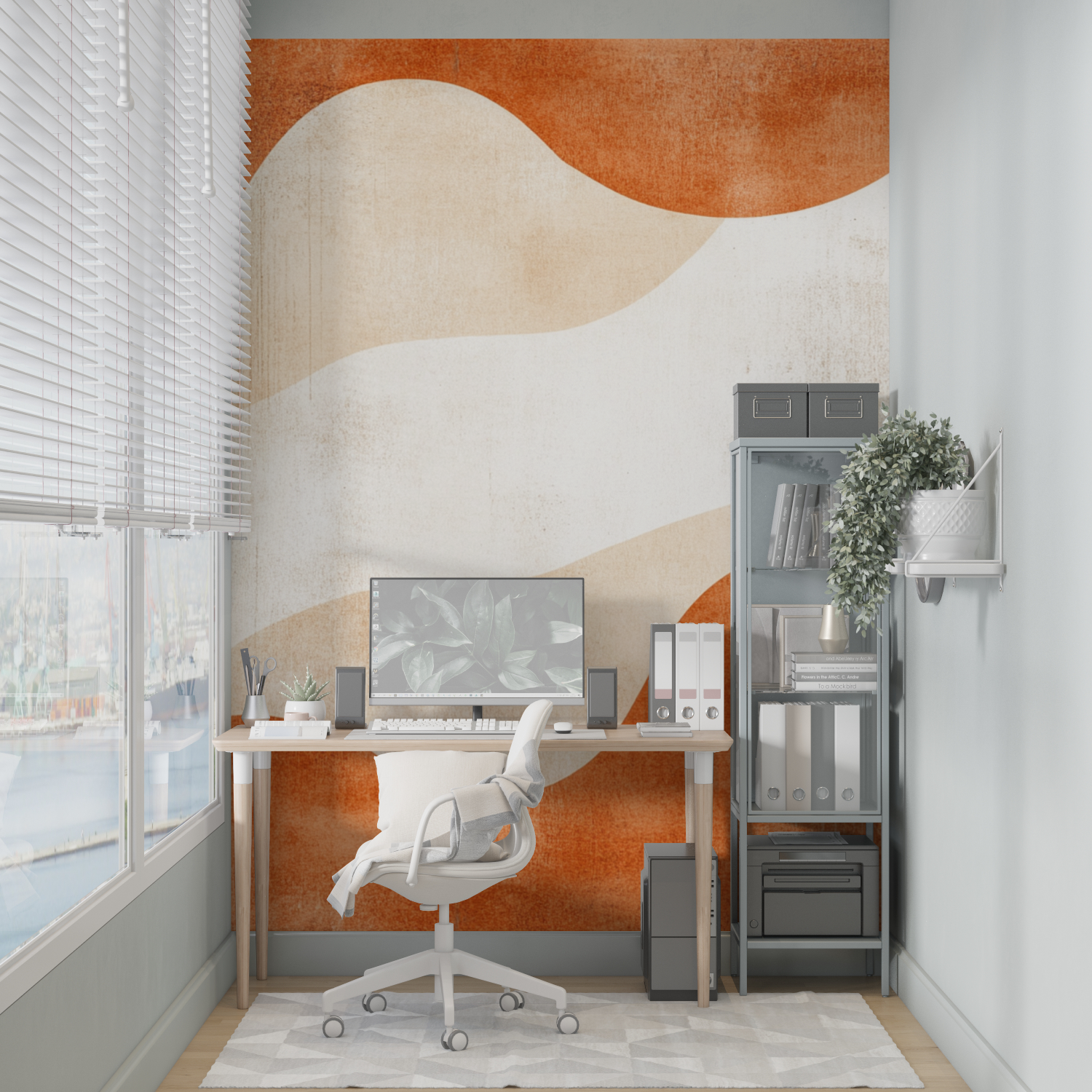 Papel de parede abstrato de terracota para a sala de estar | Murais Papel de parede