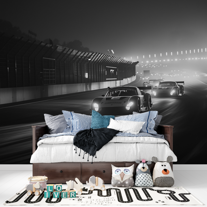Black and White Race Car Wallpaper | Murals Wallpaper
