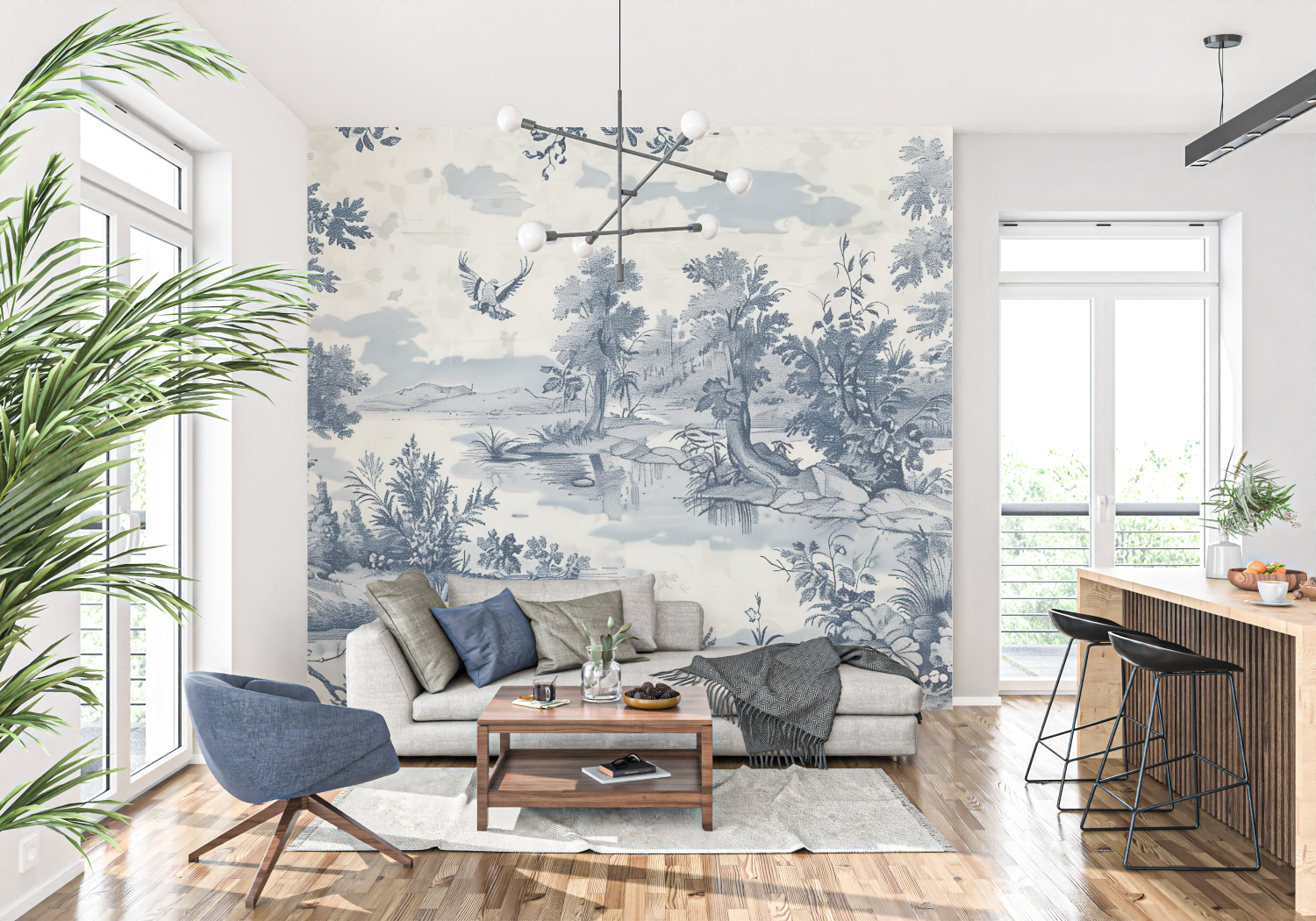 Papier Peint Toile De Jouy Pour Chambre - trompe l'oeil