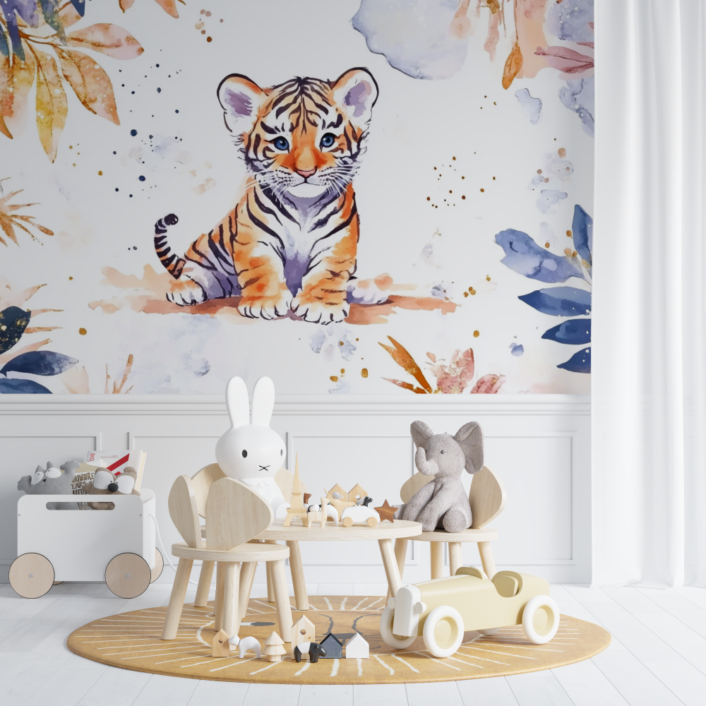 Tiger-Tapete und zauberhafte Atmosphäre | Wandbilder