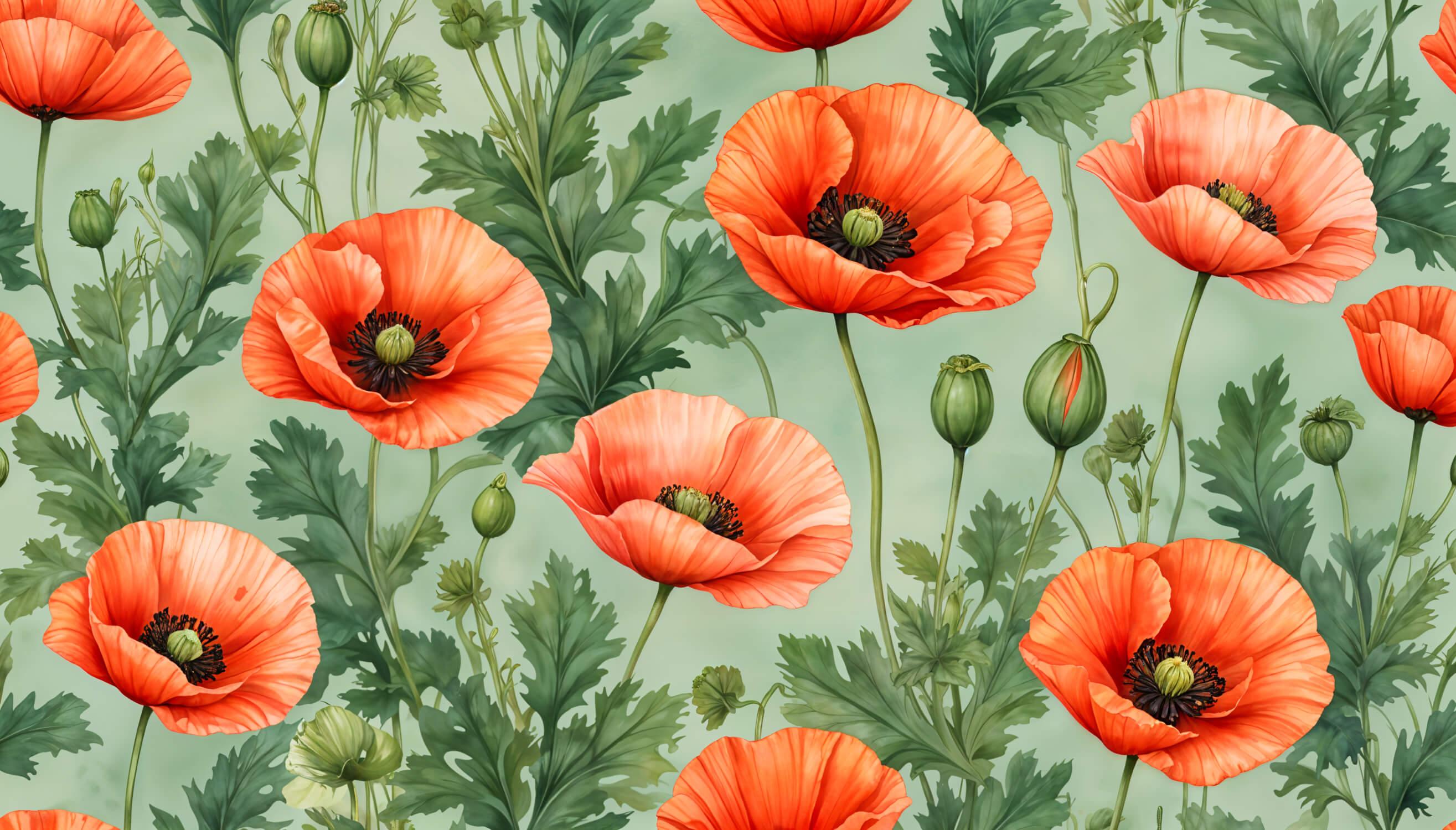 Vintage Red Floral Wallpaper | Murals Wallpaper