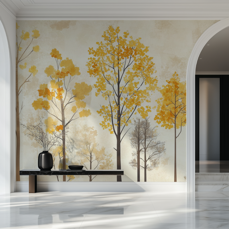 Yellow Tree Wallpaper | Murals Wallpaper