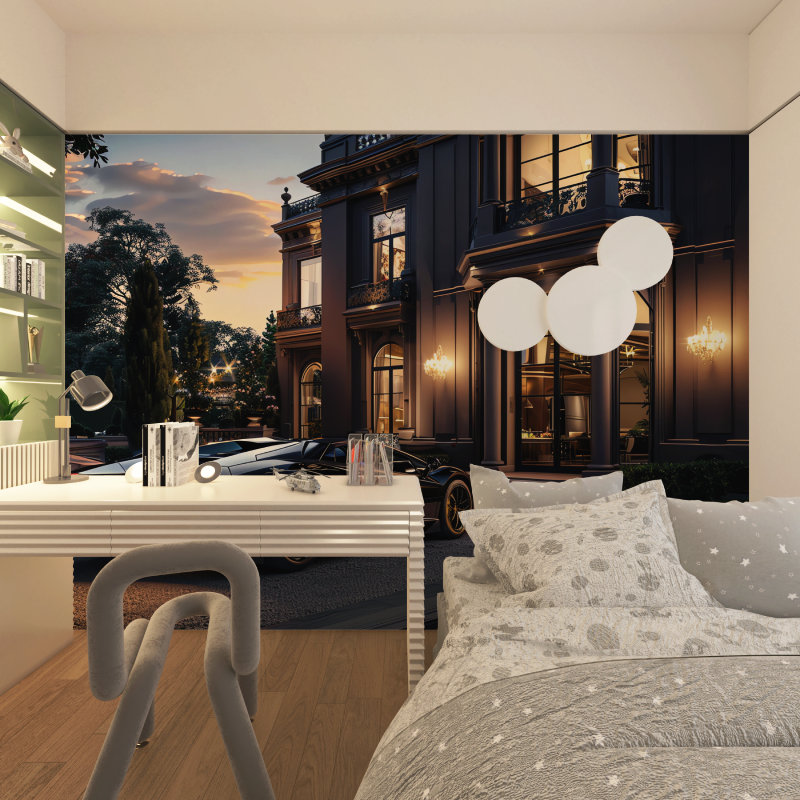 Luxury Car and Villa Wallpaper | Murals Wallpaper