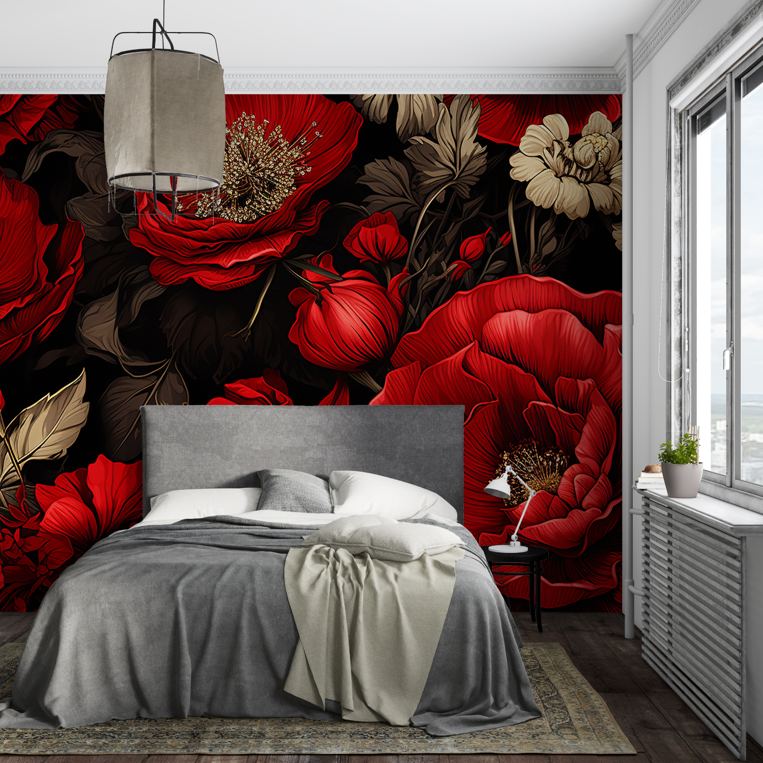 Large Red Pink Wallpaper | Murals Wallpaper
