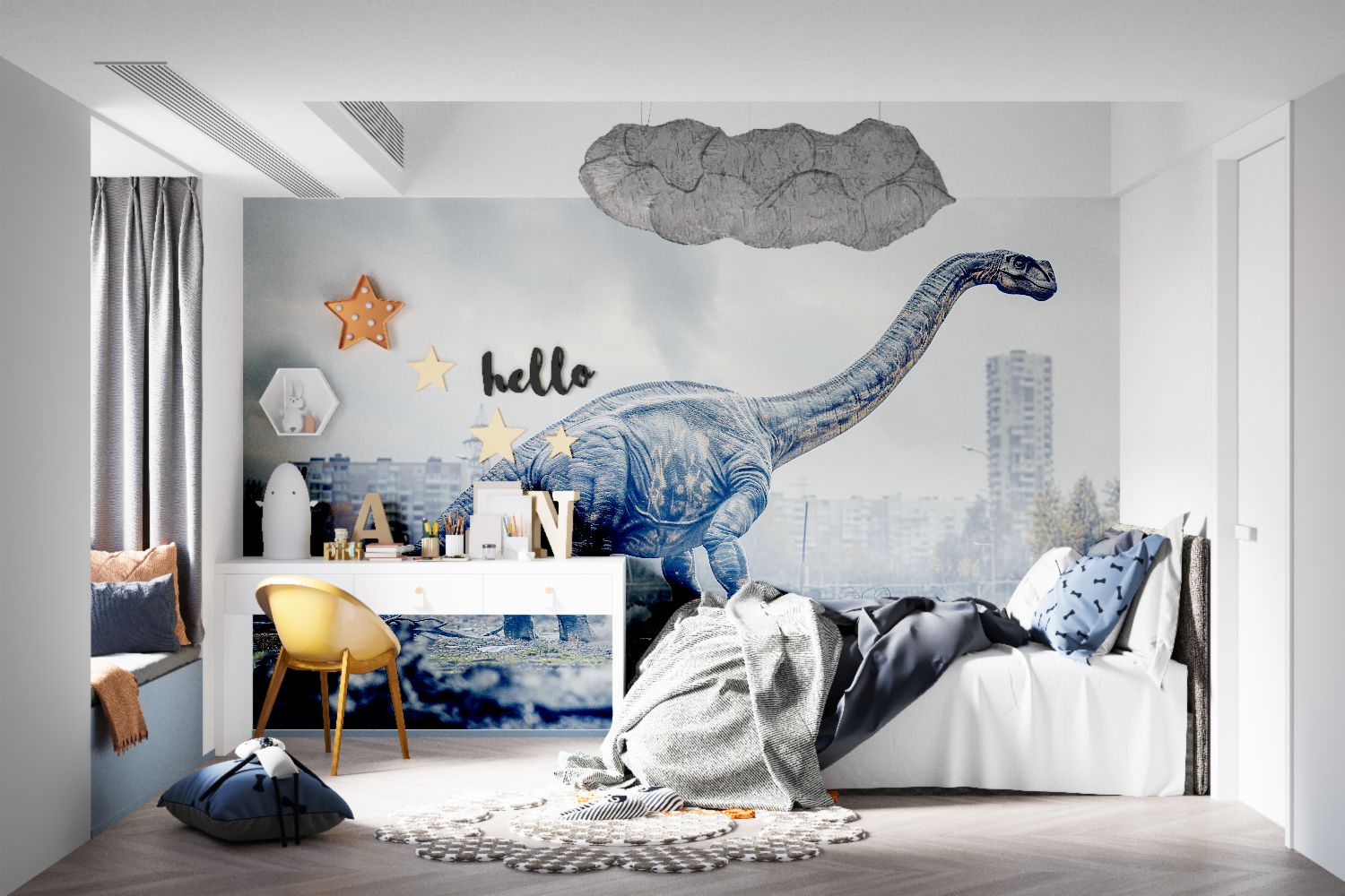 Dinosaur Wallpaper in the City | Murals Wallpaper