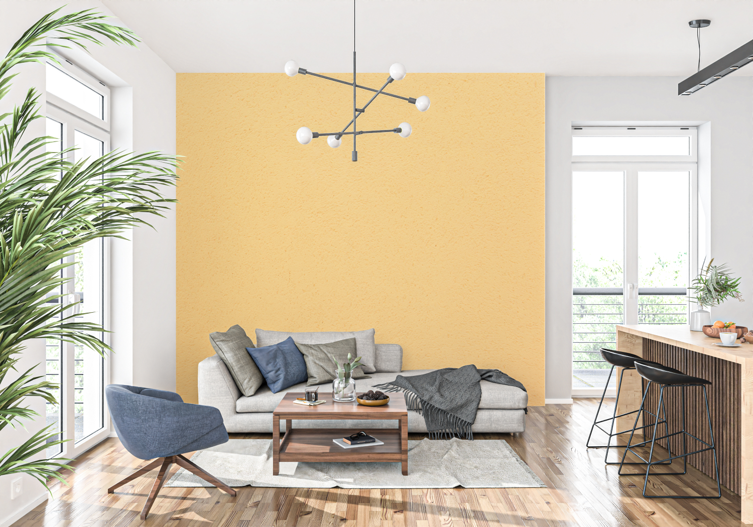 Non-Woven Yellow Orange Wallpaper | Murals Wallpaper