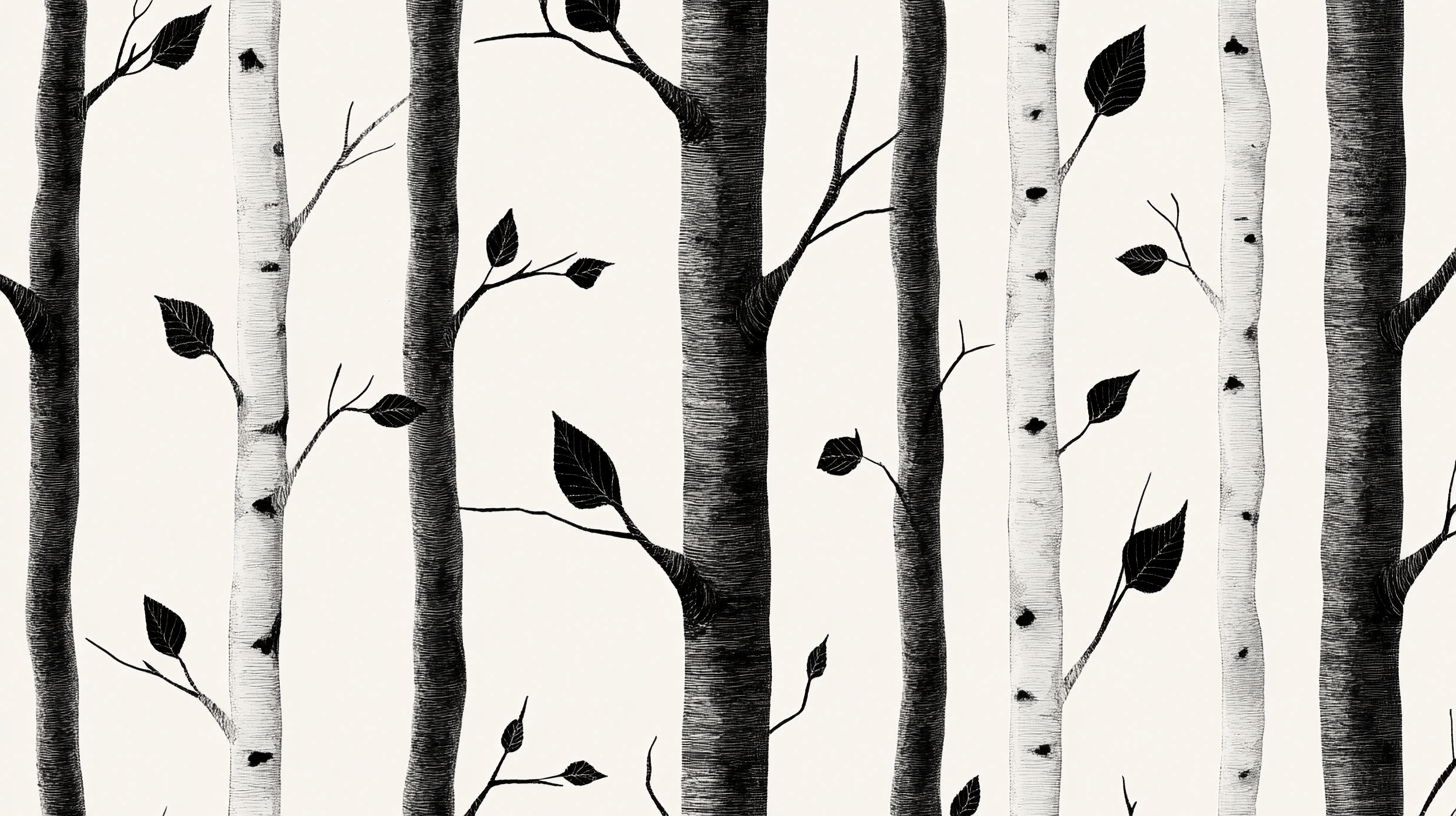 Black and White Birch Tree Wallpaper | Murals Wallpaper