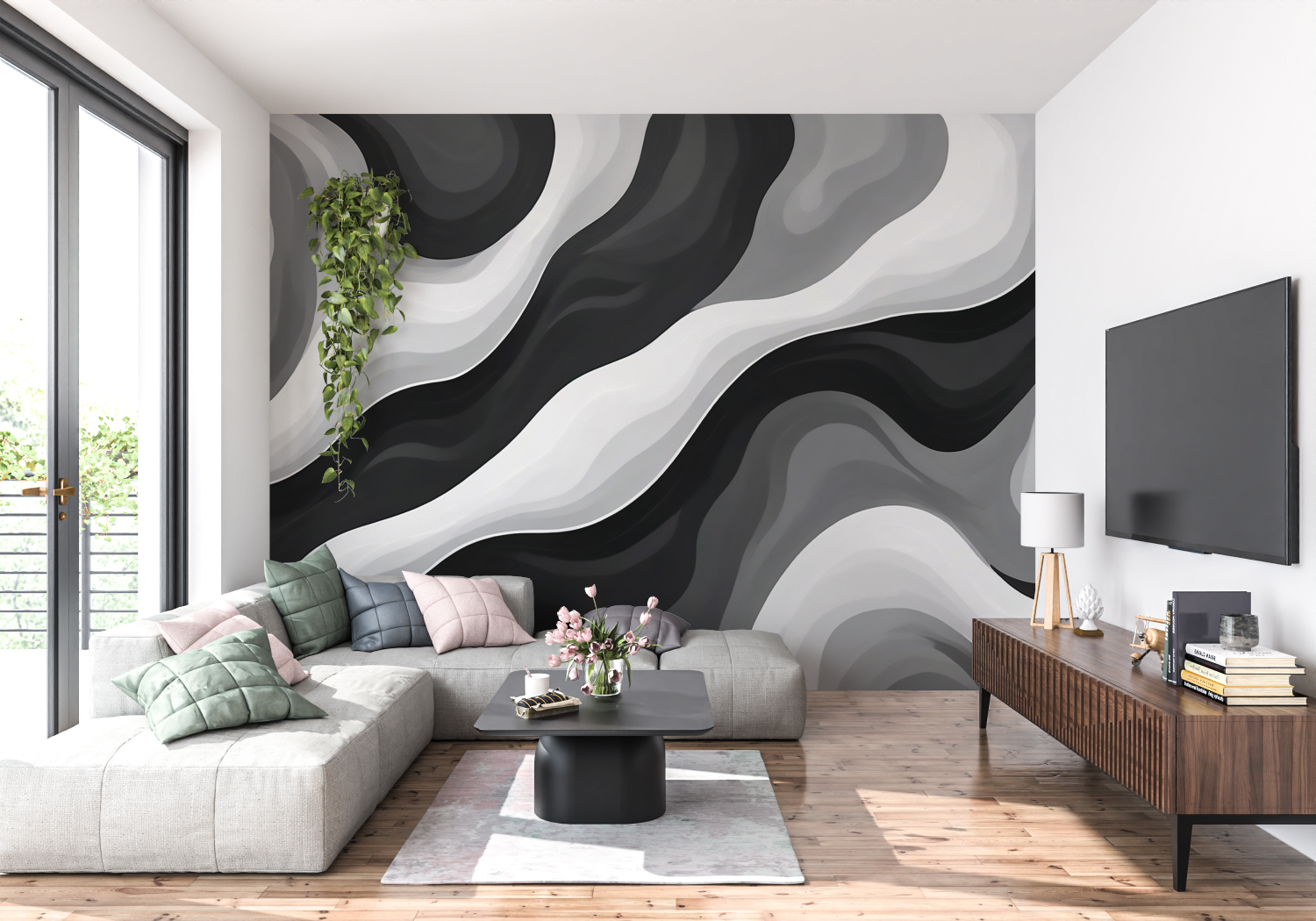 Gray White Black Wallpaper | Murals Wallpaper