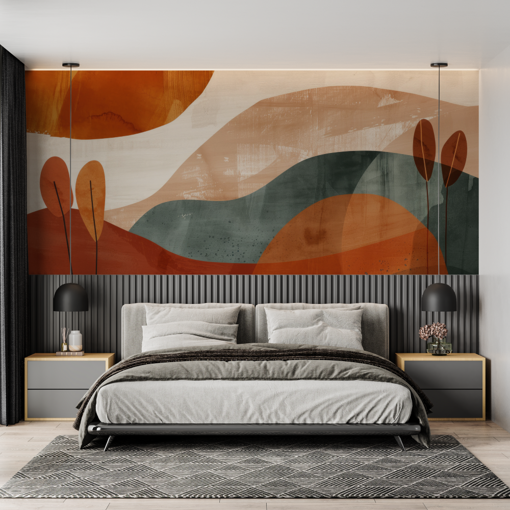 Terracotta and Blue Wallpaper | Murals Wallpaper