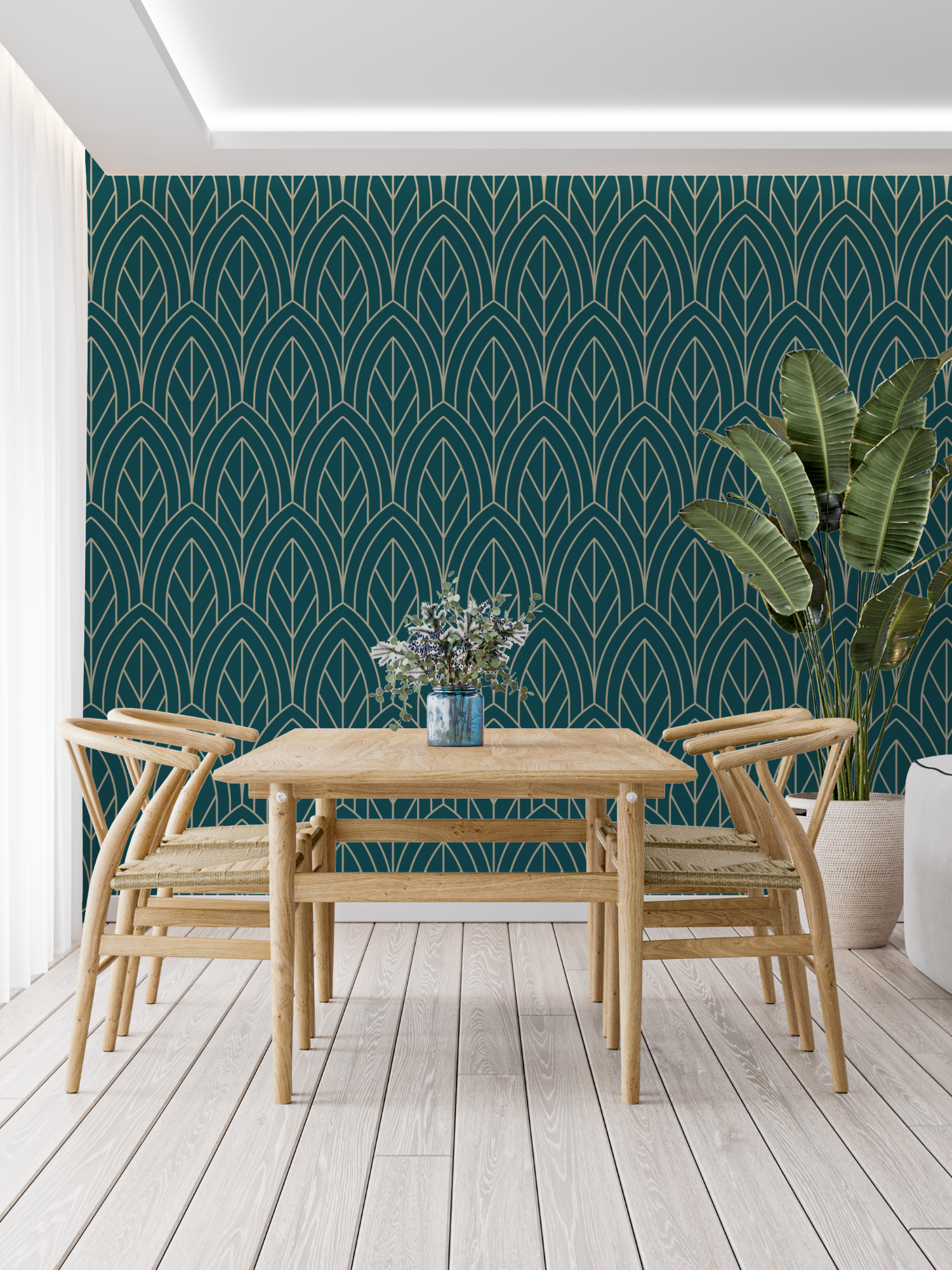 Teal and Gold Geometric Wallpaper | Murals Wallpaper