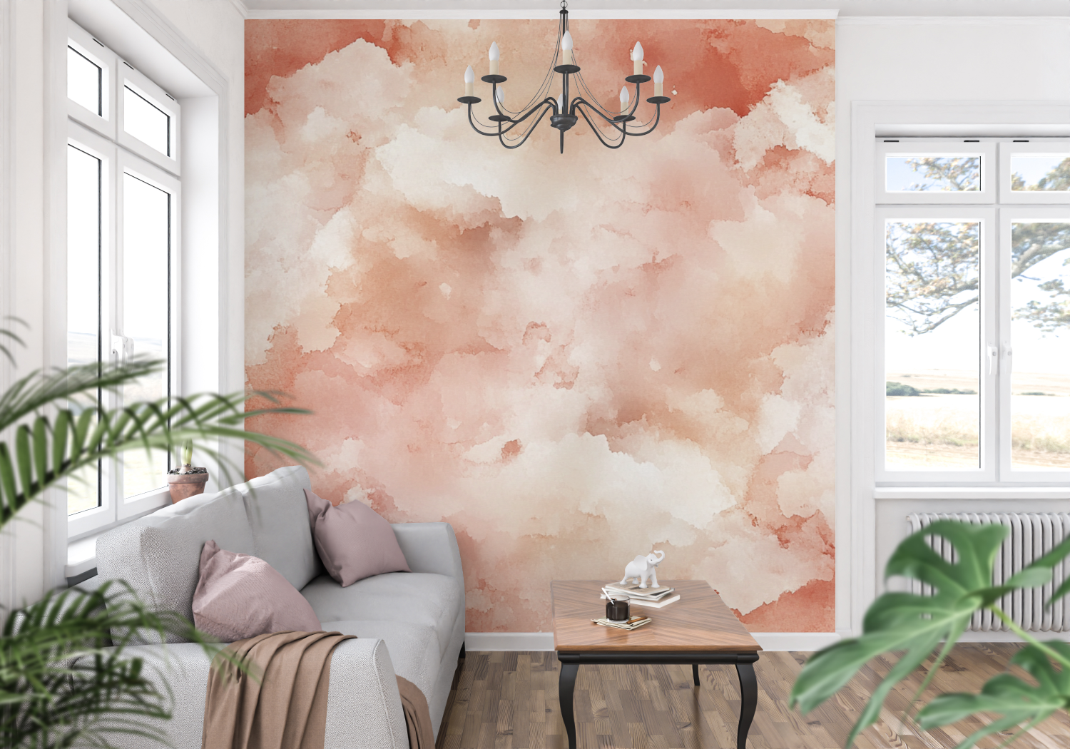 Terracotta Abstract Watercolor Wallpaper | Murals Wallpaper