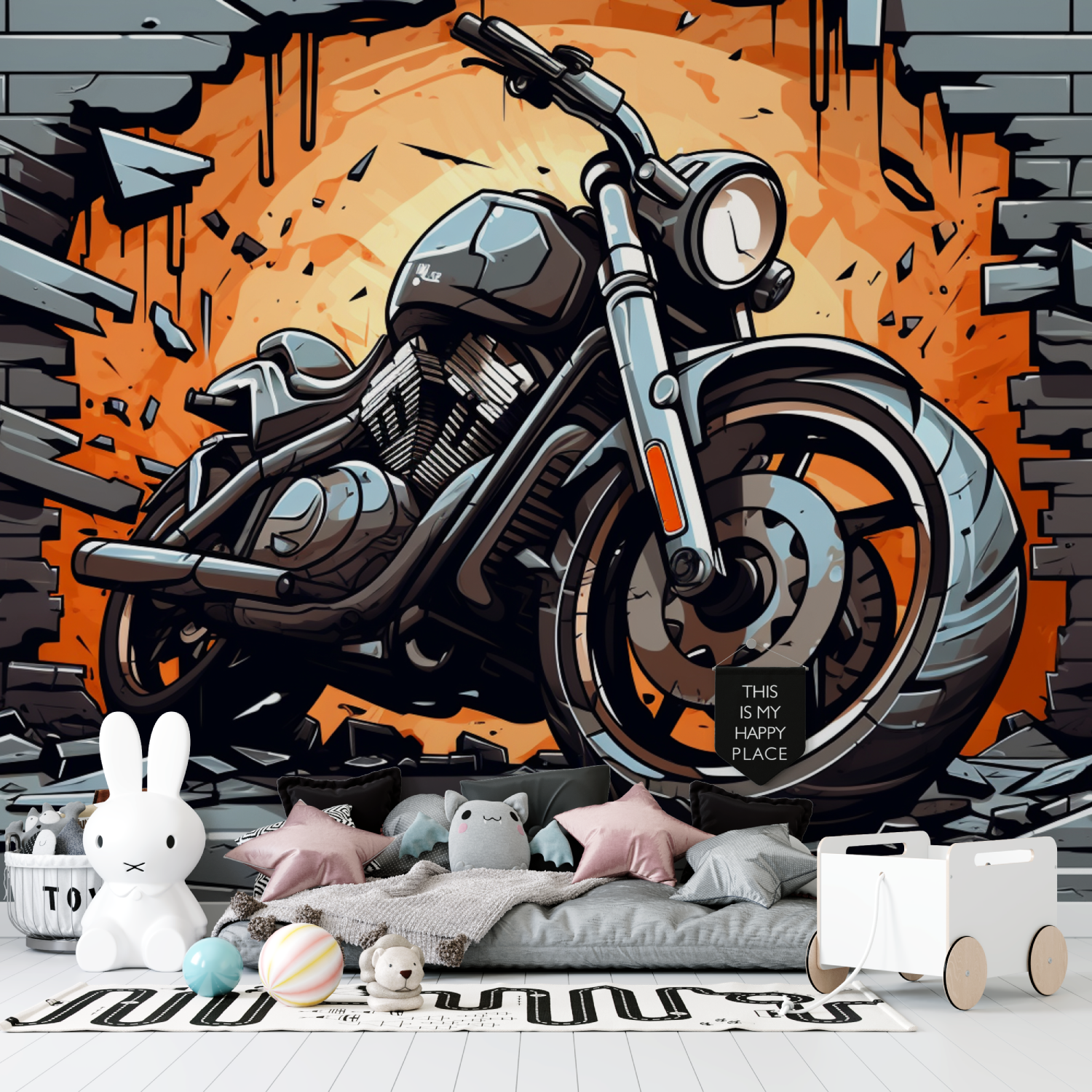 3D Motocross Graffiti Tapete | Wandbilder Tapete