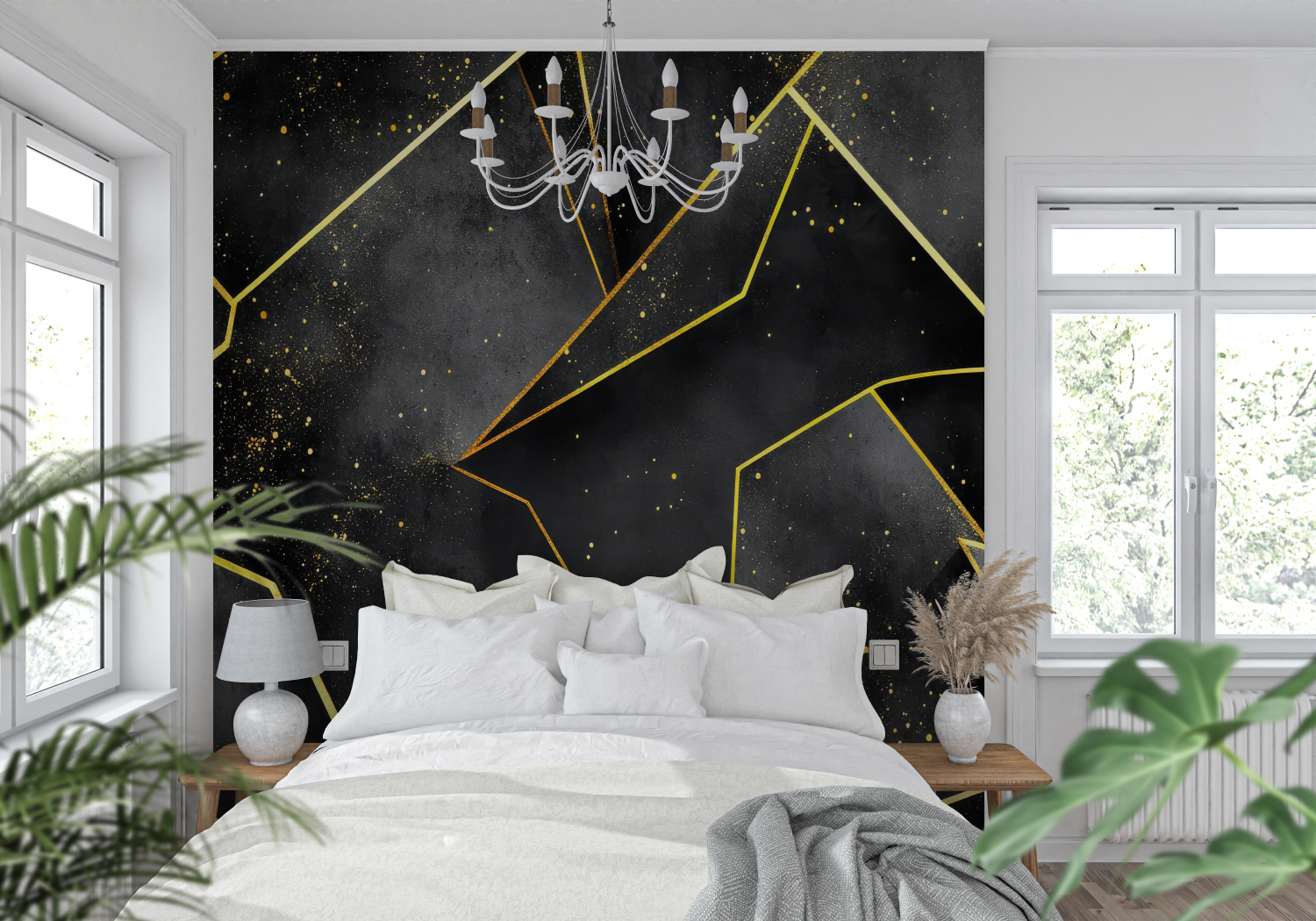 Geometric Black and Gold Wallpaper | Murals Wallpaper