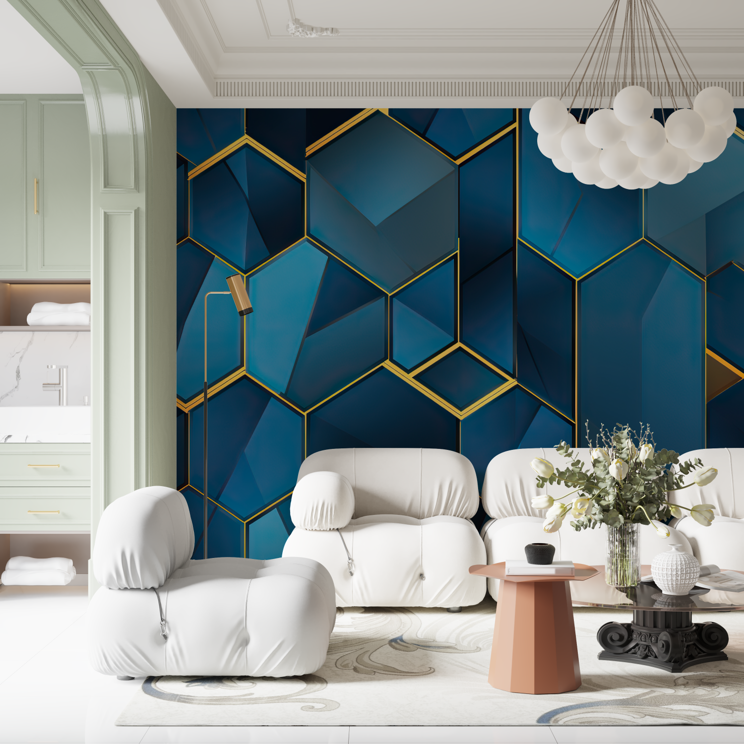 Blaue Geometrische Tapete | Murals Wallpaper