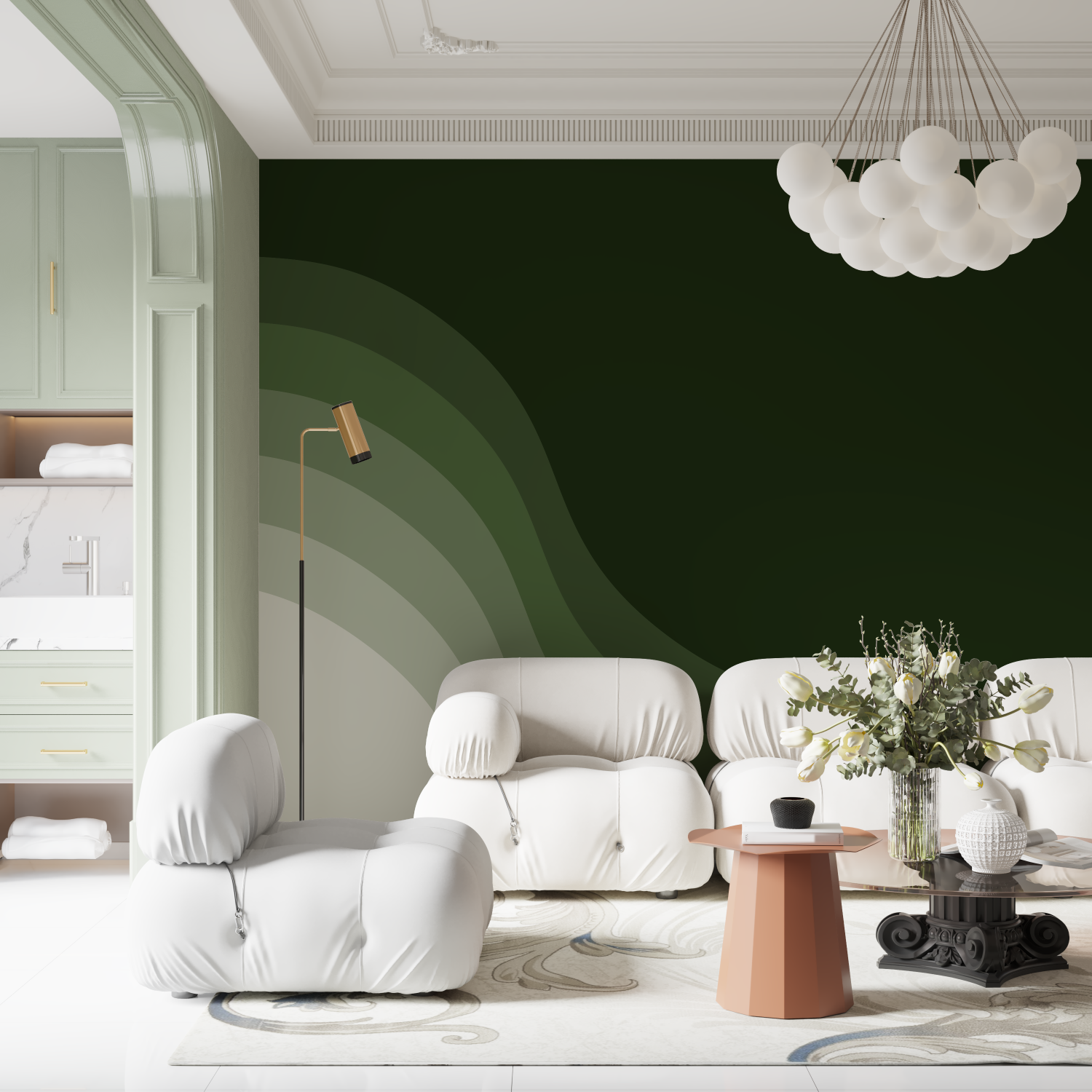 Gradient Green Wave Wallpaper | Murals Wallpaper