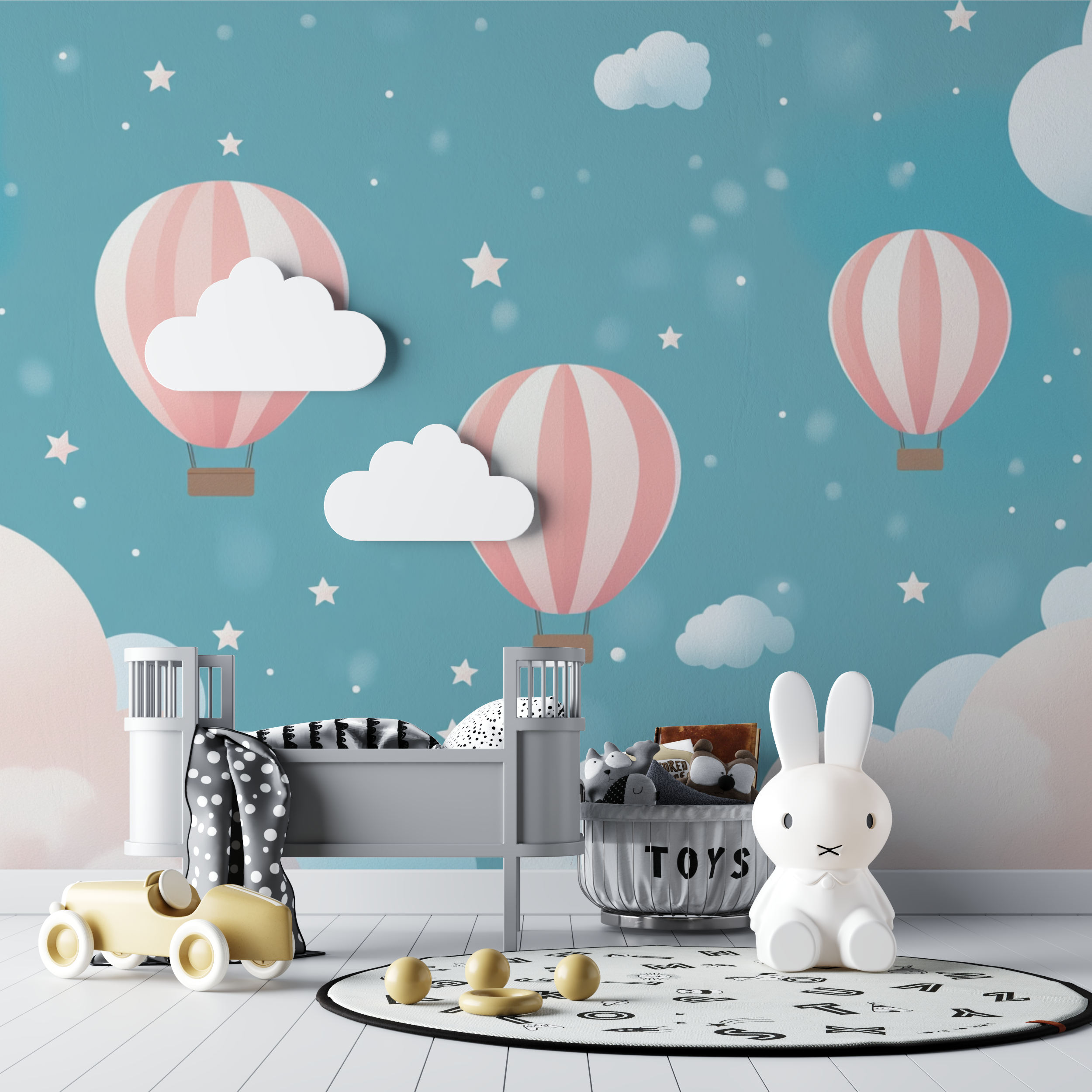Heißluftballon und Sternschnuppen Tapete | Wandbilder Tapete