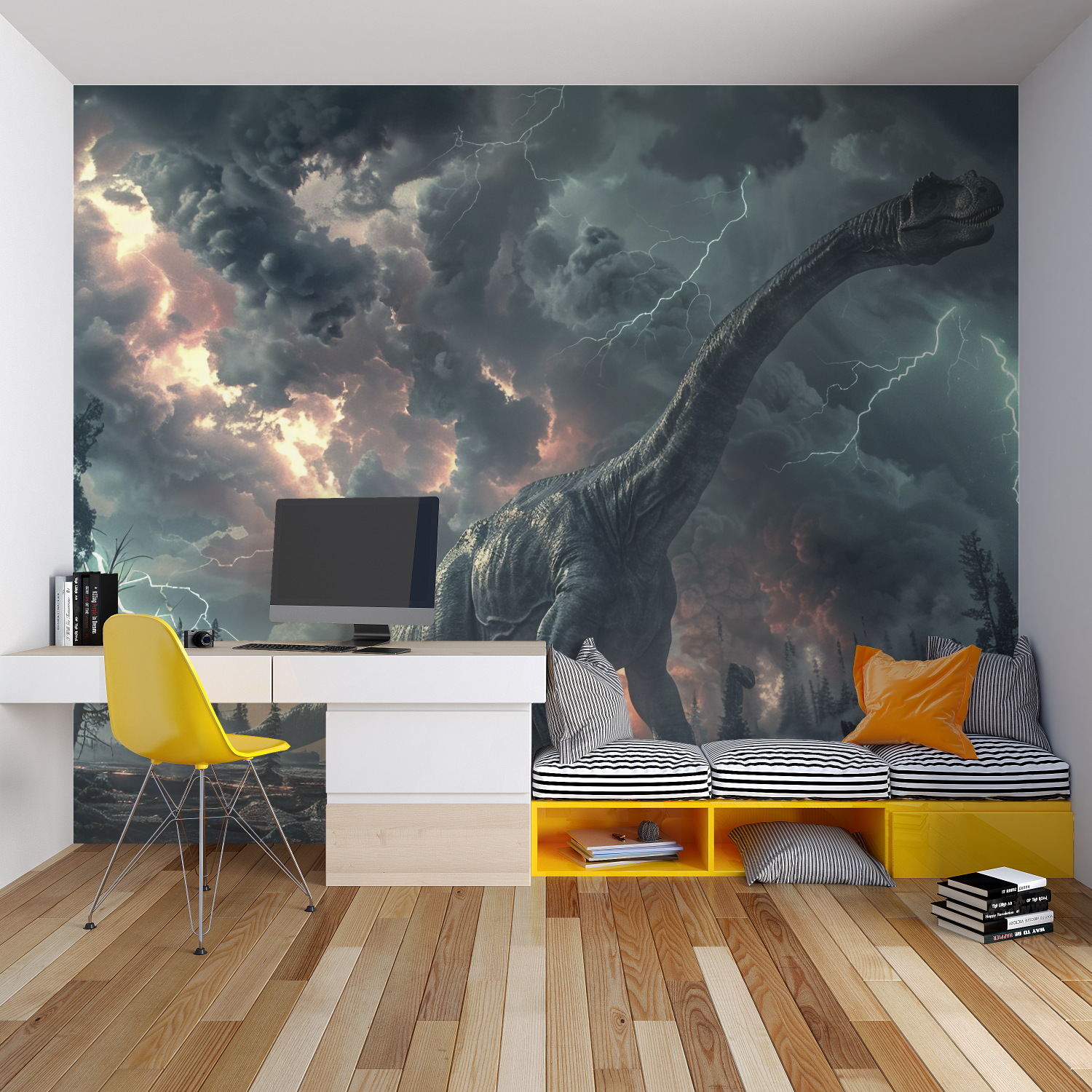 Dinosaurier-Blitz-Tapete | Wandtapete