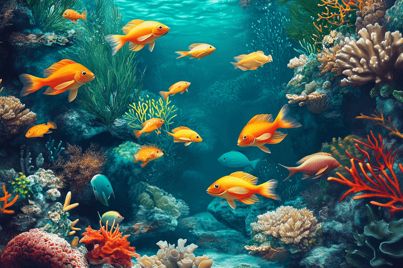 Joyful Fish Marine Wallpaper | Murals Wallpaper